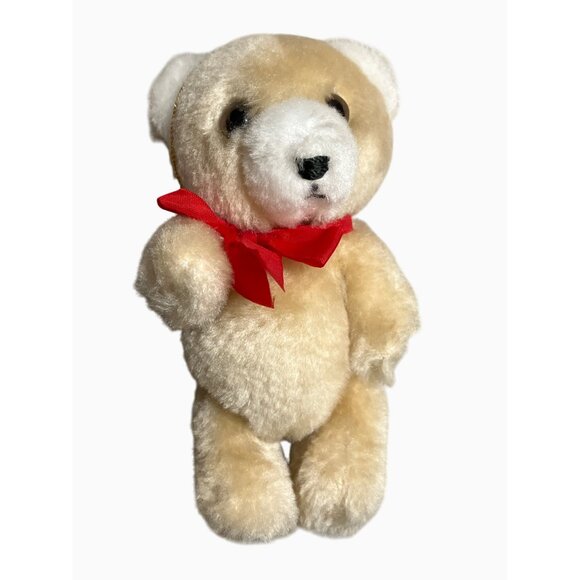 Mini Plush Teddy Bear Lot Ornaments With Red Bows - Picture 2 of 8